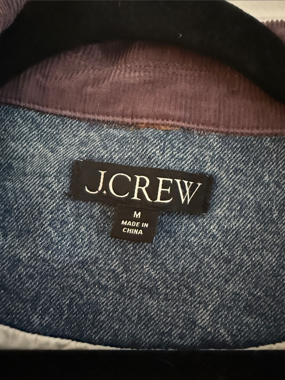 J. Crew Light Blue Denim Jacket with Purple Corduroy Collar - Picture 3 of 3